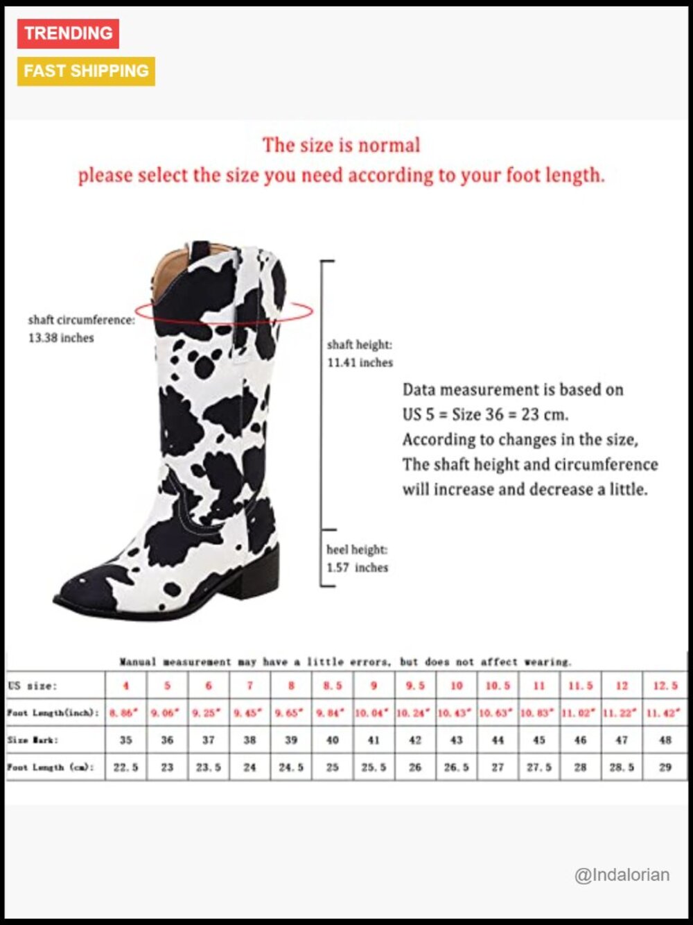 Synthetic Cow Print Mid Calf Cowboy Boots Chunky Heel Plus Size - Picture 4 of 7